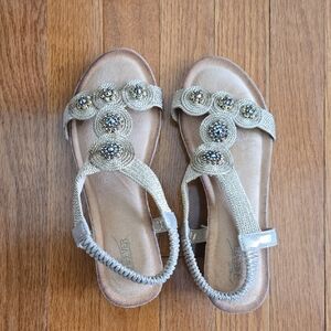 Beaded Wedge Sandals